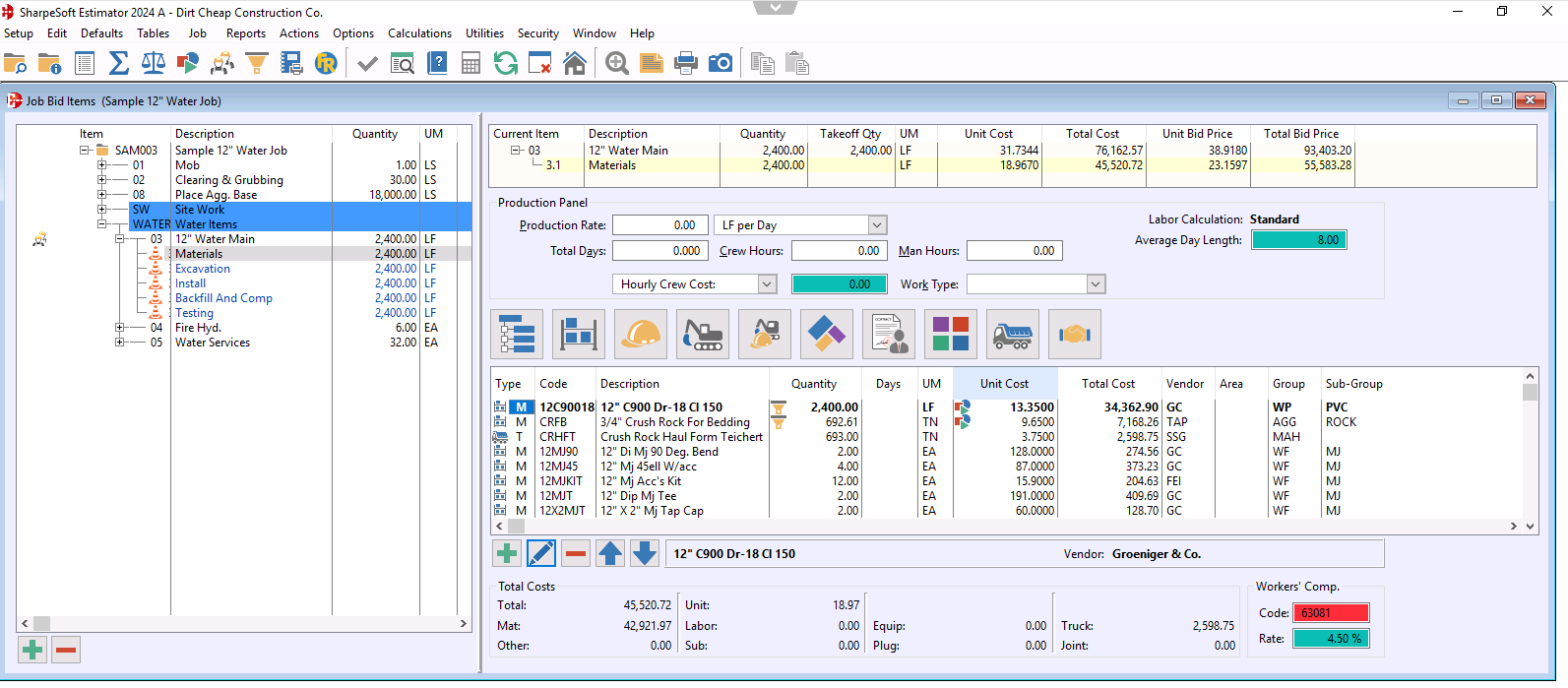 screenshot of SharpeSoft Estimator